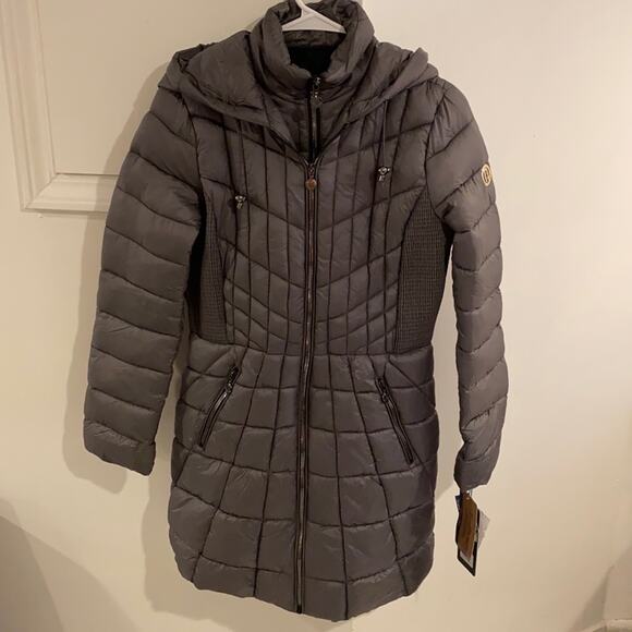 NWT Bernardo Hooded Packable Puffer Coat Charcoal XS - Picture 2 of 14